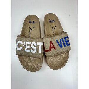 Delman Anthropologie C'est La Vie Sandals Slides Flip Flops‎ Shoes 7.5 French